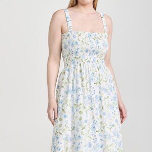 Women's Anjuli Cotton Poplin Peony Bouquet Print Nap Dress, Medium